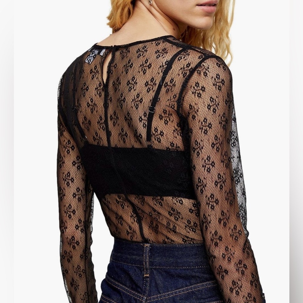 TopShop Black Lace Top - size 10 (M) - Picture 3 of 13